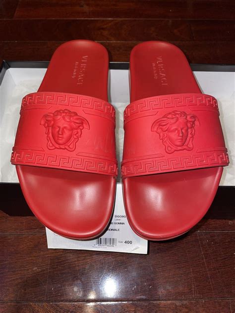 red versace slides replica|versace palazzo sandals.